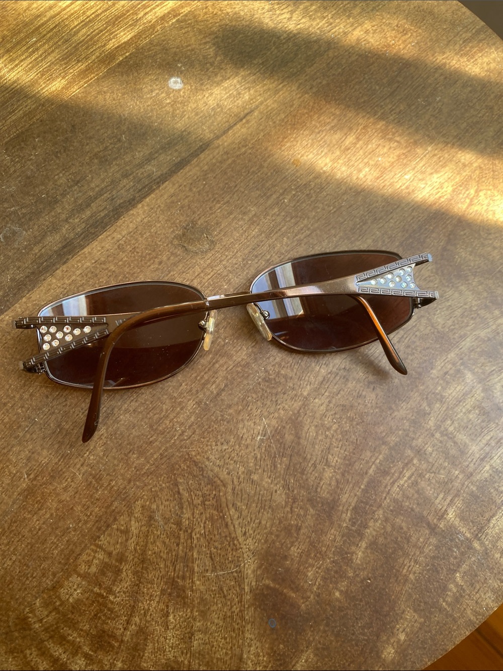 Y2K Versace Brown Oval metal eyeglasses frames crystal embellishment mod 1034